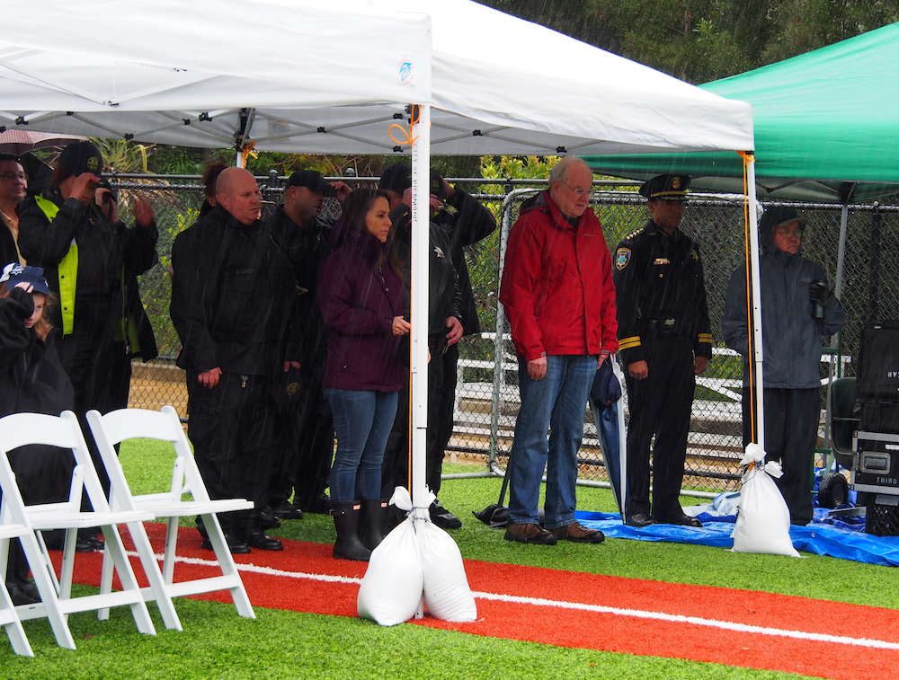 Hampton Field backstop dedicated to John Raymond Hege Piedmont Exedra
