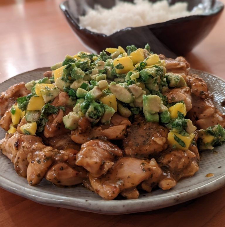 The Dish Sticky Mango Chicken with Mango Salsa Piedmont Exedra